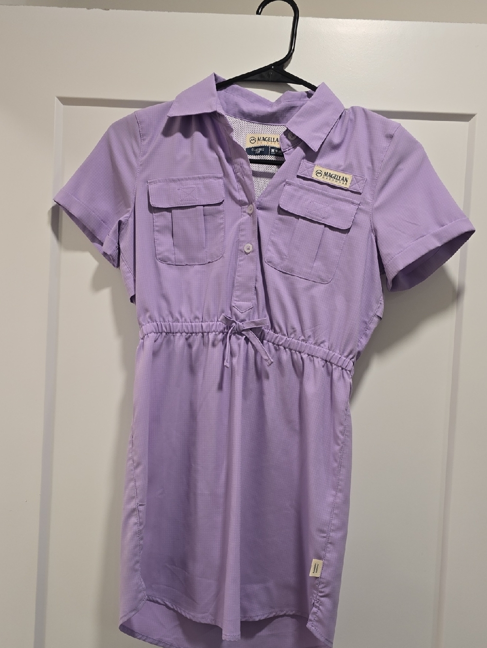 Magellan Outdoors Lavender Short Sleeve Drawstring Shirt Dress